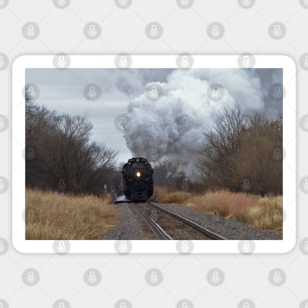 Big Boy 4014 with Steam,Smoke and Prairie grass and sky with tree's. Sticker by ROBERTDBROZEK